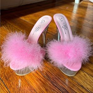 Hot Pink with Clear Platform Stiletto Heels